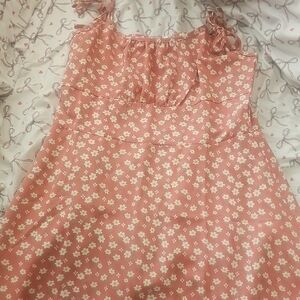 & Other Stories Pink Floral Mini Dress